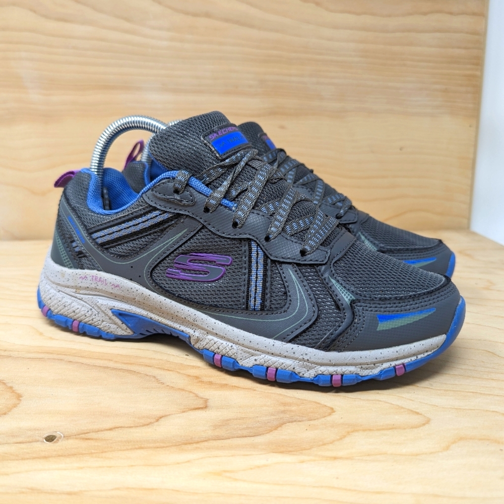 Skechers Hillcrest Size 7.5 Womens Shoes Gray Blue Chic Trail Running Hiking
